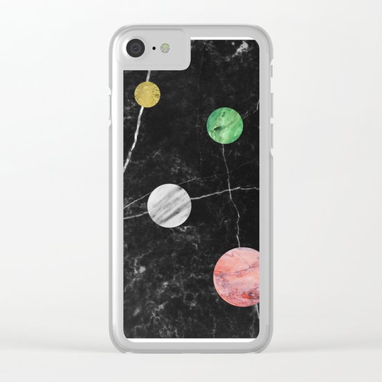 Black Marble with Polka Dots Clear iPhone Case