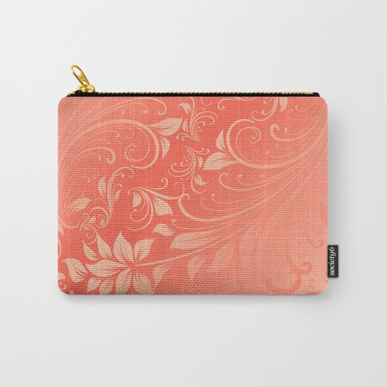 Coral Swirls leaves Carry-All Pouch