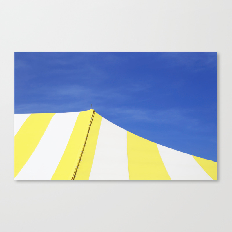 Minimalist Blue Yellow White Circus Tent Abstract Canvas Print By