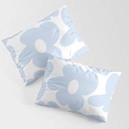 Large Baby Blue Retro Flowers White Background #decor #society6 #buyart Pillow Sham