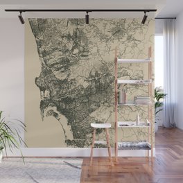 San Diego Vintage Map - USA City Map Drawing Wall Mural