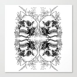 Floral Skull (mirrored) Canvas Print