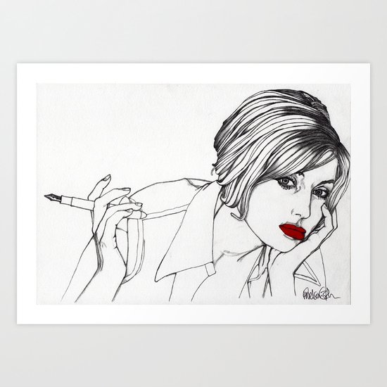 Girl With The Mont Blanc Art Print