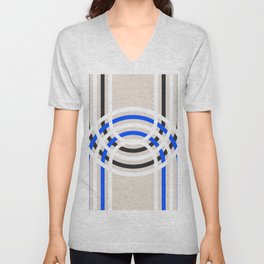 Bohemian Balanced Arches with Navy Blue Line V Neck T Shirt