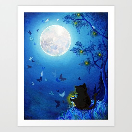Butterflies and Fairy Lanterns Art Print