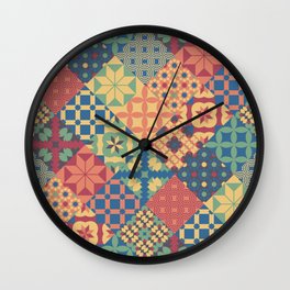 Leiden vintage quilt tiles mosaic Wall Clock
