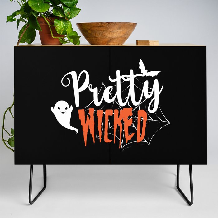 Pretty Wicked Halloween Spooky Slogan Credenza