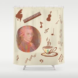 Coffee is a human right for artists - on a beige background Shower Curtain