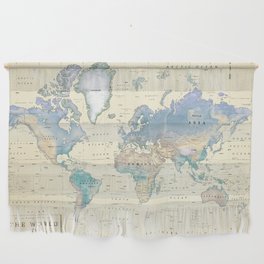 Antique Inspired World Map [shaded relief] Wall Hanging