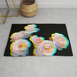 Pale Pink Roses on Black with Glitch Area & Throw Rug