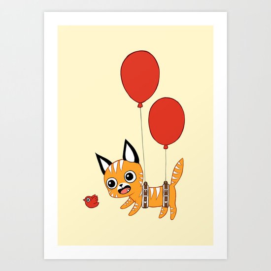 Balloon Cat Art Print