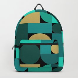 Retro Geometric Abstract Art Turquoise Gold 1 Backpack