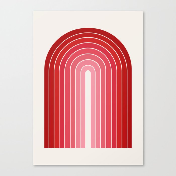 Gradient Arch VI Pink and Red Mid Century Modern Rainbow Canvas Print