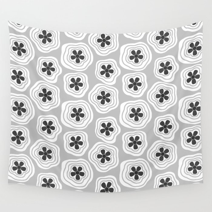 Y2K Flower Power // Grayscale Wall Tapestry
