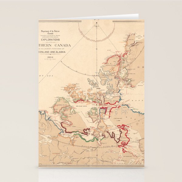Beautiful 1904 Vintage Color Map of Canada, Greenland, and Alaska