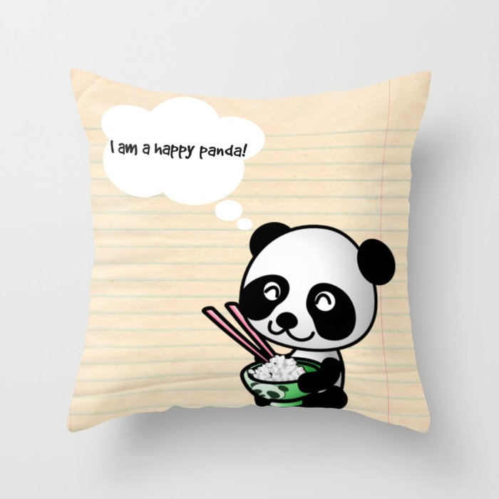 Happy Panda Throw Pillow
