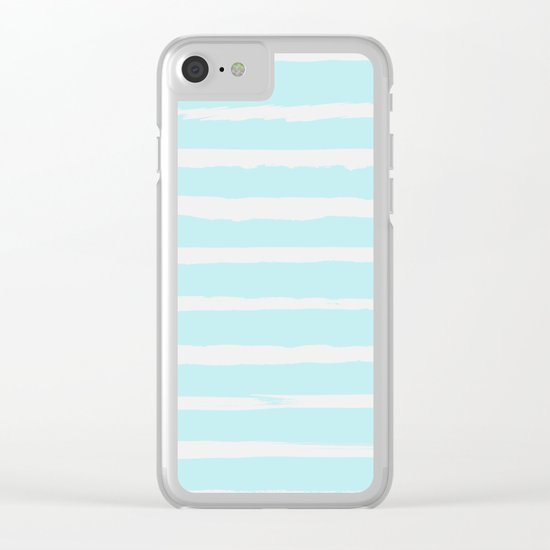 Irregular Hand Painted Stripes Mint Clear iPhone Case