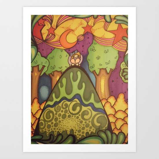 girl on a hill Art Print