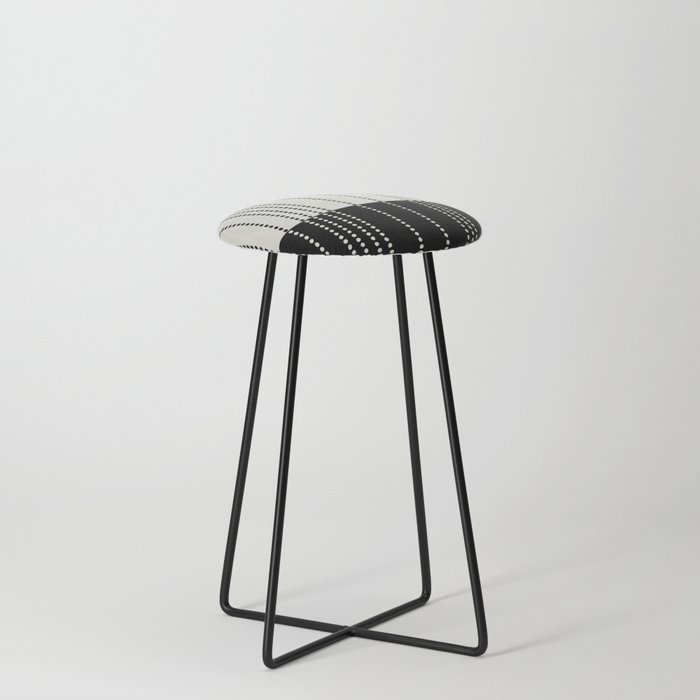 Ethnic Spotted Stripes, Ivory and Black Counter Stool