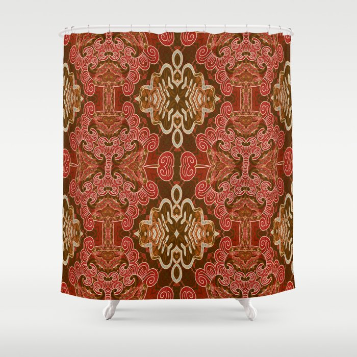 Celtic and Mayan Inspired Neotribal Print Shower Curtain
