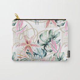 Orchids leaves and gold chains seamless pattern Carry-All Pouch