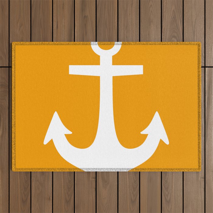 Anchor (White & Orange) Outdoor Rug