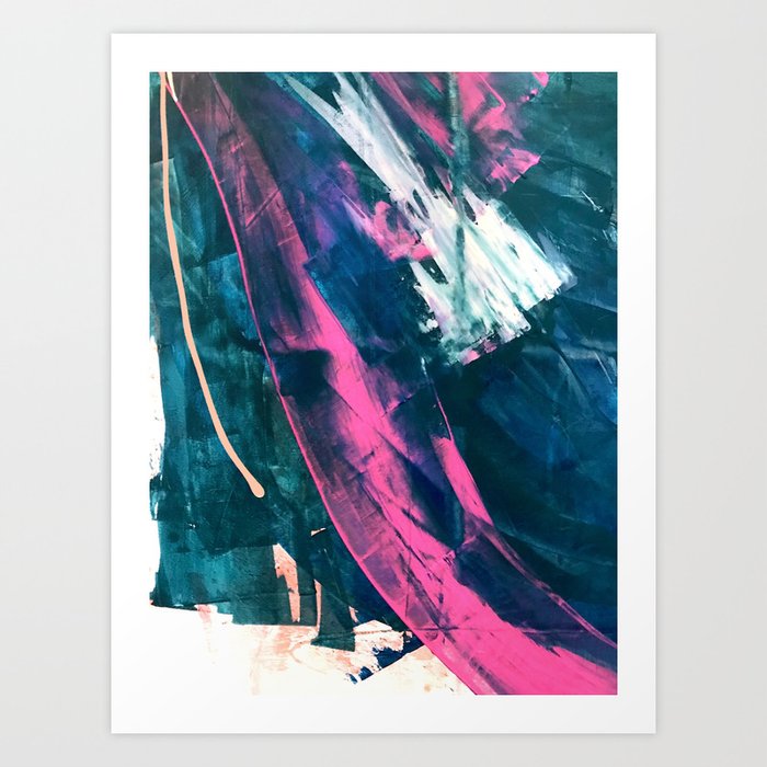 Wild [4]: a bold, vibrant abstract minimal piece in teal and neon pink Art Print