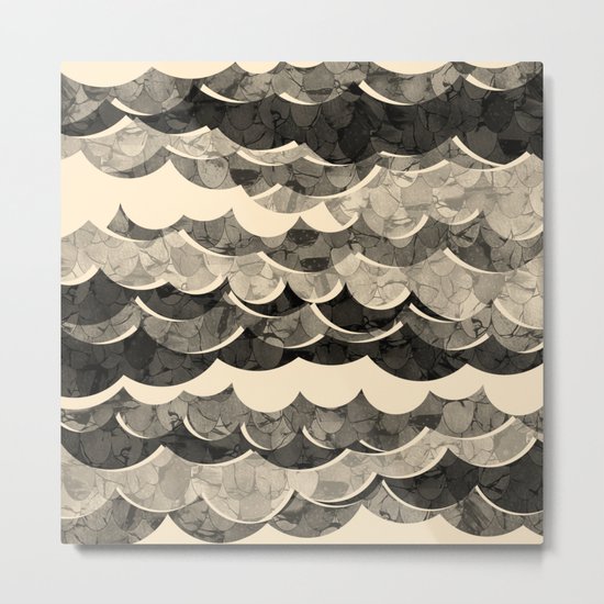 Abstract Beige Sea Waves Design Metal Print