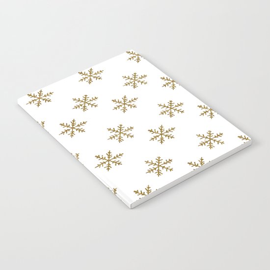 Merry christmas- Gold glitter snowflakes- Winter pattern Notebook