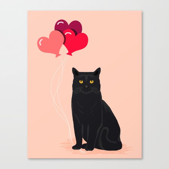 Black Cat Love balloons valentine gifts for cat lady cat people gifts ideas funny cat themed gifts Canvas Print