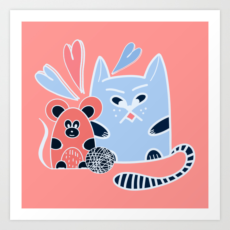 Amusing Friendship Of A Cat And Mouse Art Print By Katrinkastem Society6 Amusing Friendship Of A Cat And Mouse Art Print By Katrinkastem Society6