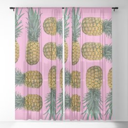 Pineapples and Pink Sheer Curtain