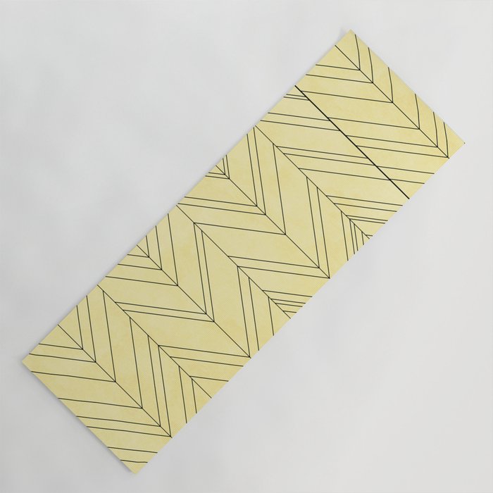 Modern Cream And Black Zigzag Chevron Herringbone Pattern Geometric Abstract  Yoga Mat