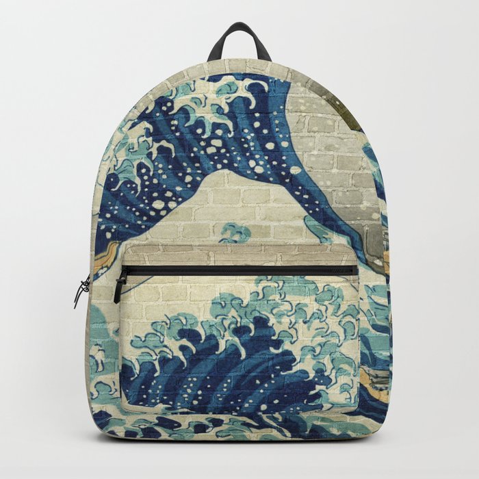 Brick Wall Painting Japanese Great Wave off Kanagawa Urban Artist Backpack by UrbanArtist Society6