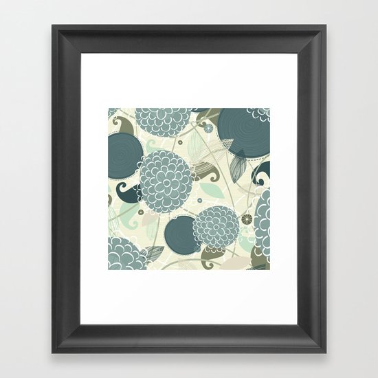 Abstract Floral Blue by Friztin Framed Art Print