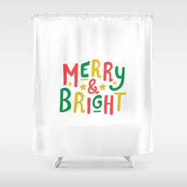 Merry and Bright (red/green/gold) Shower Curtain
