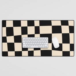Abstract Checkerboard black Desk Mat