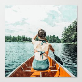 Row Your Own Boat | Woman Empowerment Confidence Painting | Positive Growth Mindset Boho Adventure  Canvas Print