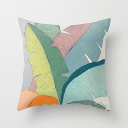 Banana leaves pastel colors Throw Pillow