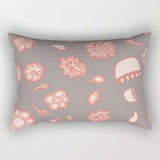 floral black and red Rectangular Pillow
