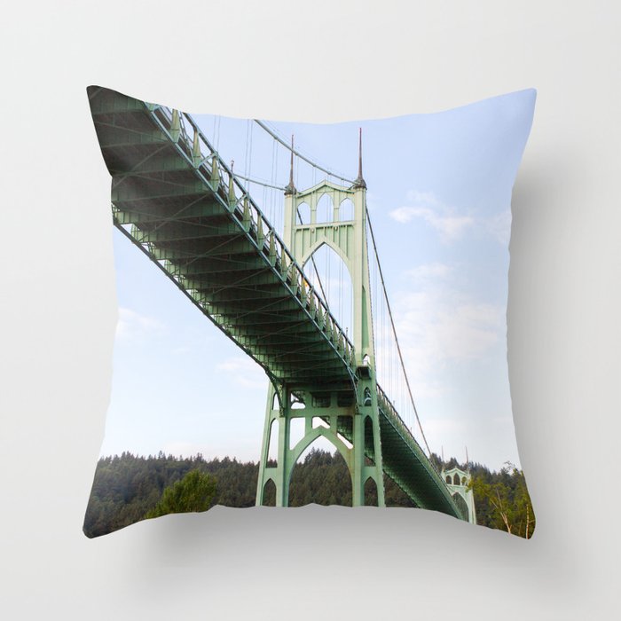 St John's Bridge Portland Throw Pillow