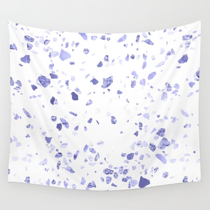 Very Peri 2022 Color Of The Year Violet Blue Periwinkle Marble Terrazo Wall Tapestry