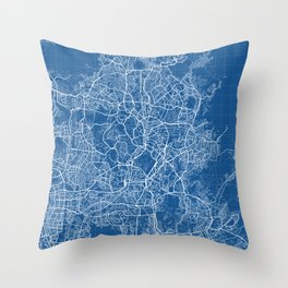 Kuala Lumpur City Map of Malaysia - Blueprint Throw Pillow