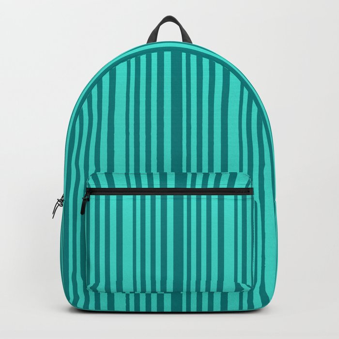 Teal and Turquoise Colored Stripes Pattern Backpack