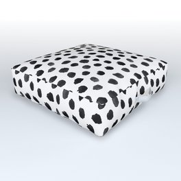 Black & White Dalmatian Pattern Outdoor Floor Cushion | Paint, Simple, Painting, Modern, Circle, Animal, Dark, Brushstroke, Small, Preppy 