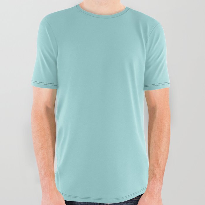 Light Aqua Blue Solid Color Pantone Blue Tint 13-4910 TCX Shades of Blue-green Hues All Over Graphic Tee