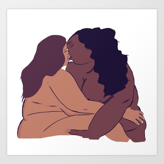 Bbw Lesbian Kissing