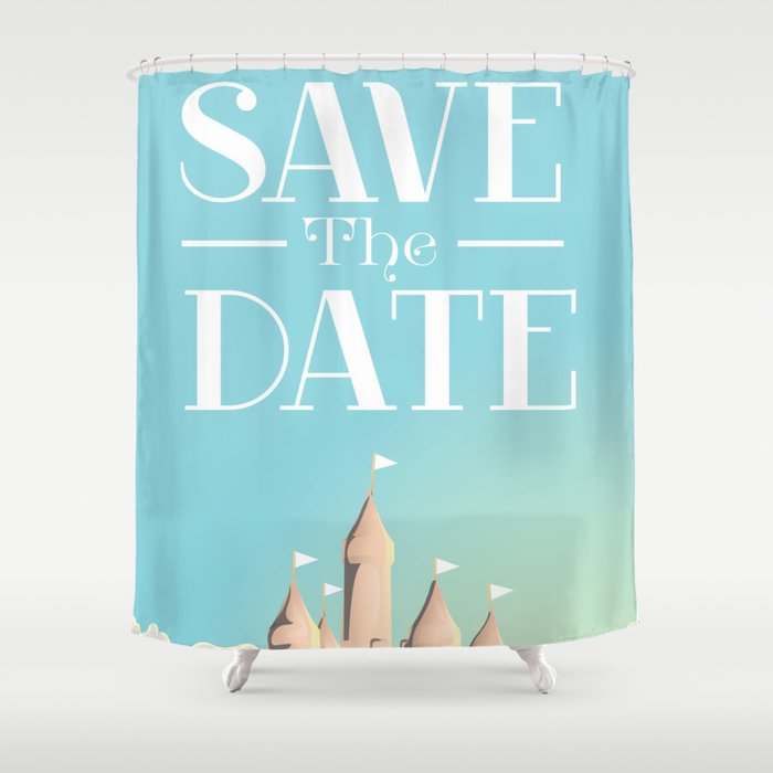 Save the Date Sandcastle Shower Curtain