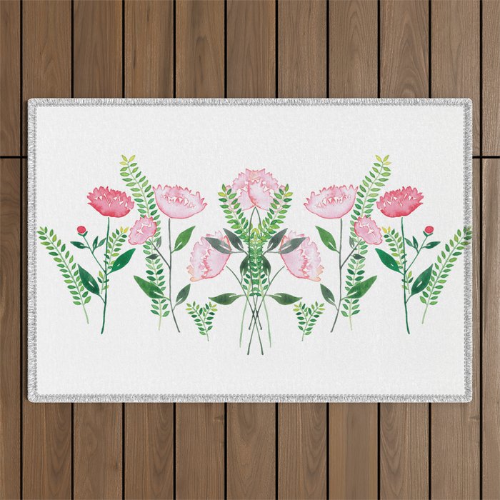 Blush peonies Outdoor Rug