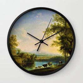 Italian Landscape with Cattle and Roman Temple by Jakob Philipp Hackert Wall Clock